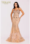 Prom Dresses Fitted Formal Prom Long Beaded Dress Taupe Lavender