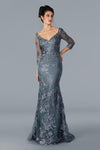 22361 Formal Mother of the Bride Long Dress Charcoal