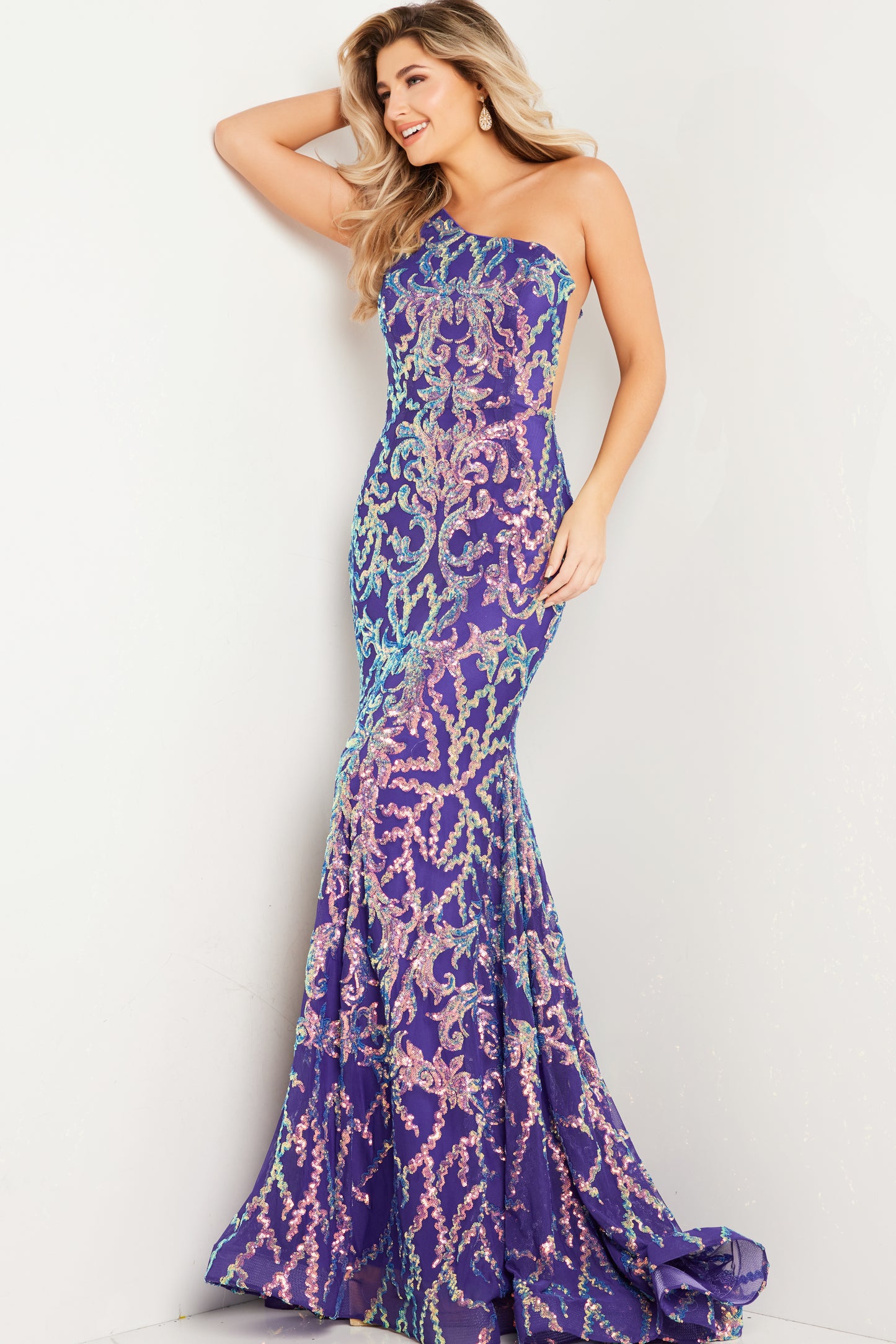 Prom Dresses Long Fitted One Shoulder Prom Dress Iridescent Purple