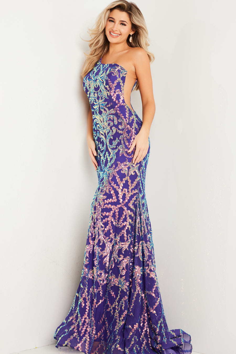 Prom Dresses Long Fitted One Shoulder Prom Dress Iridescent Purple