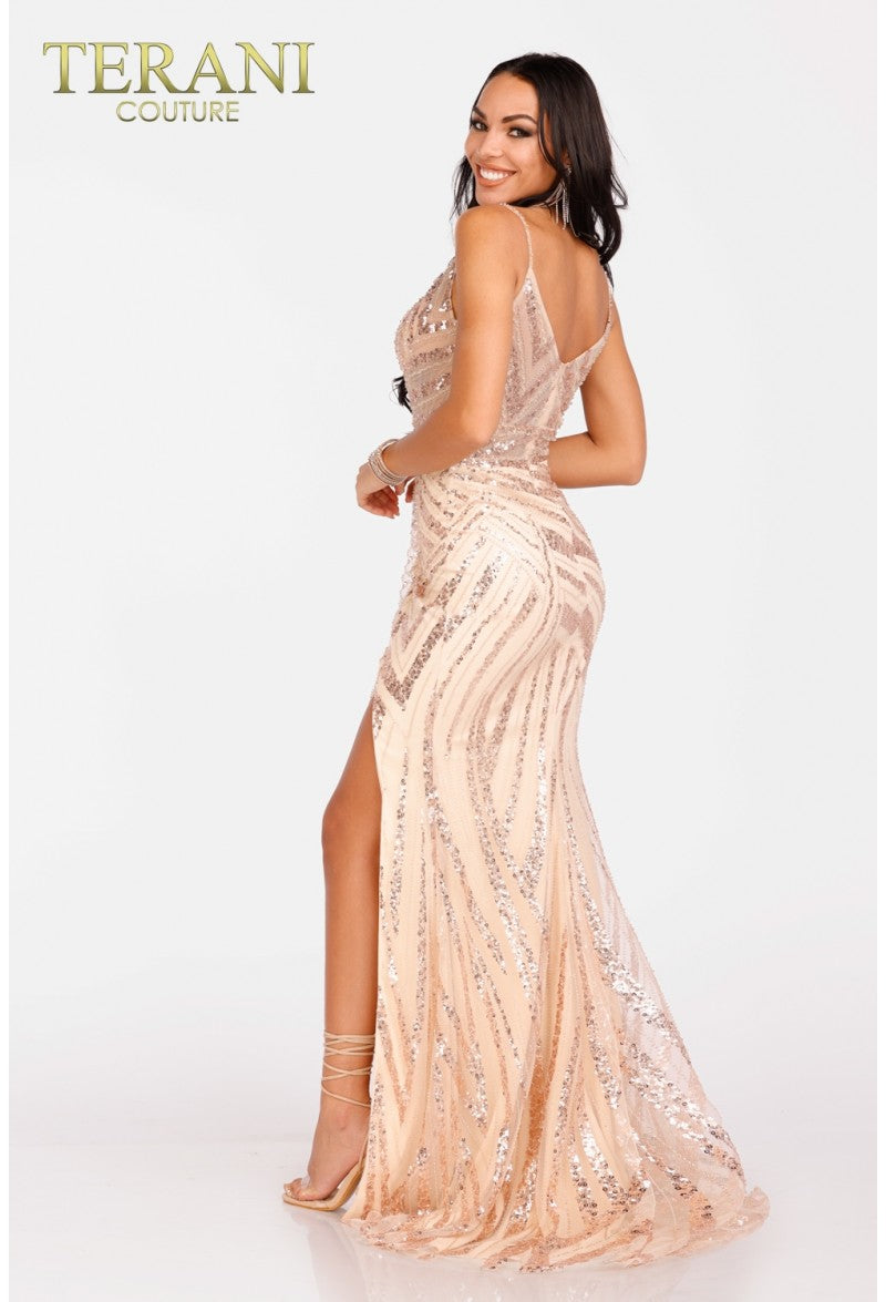 Prom Dresses Long Sequin Prom Formal Fitted Dress Gold