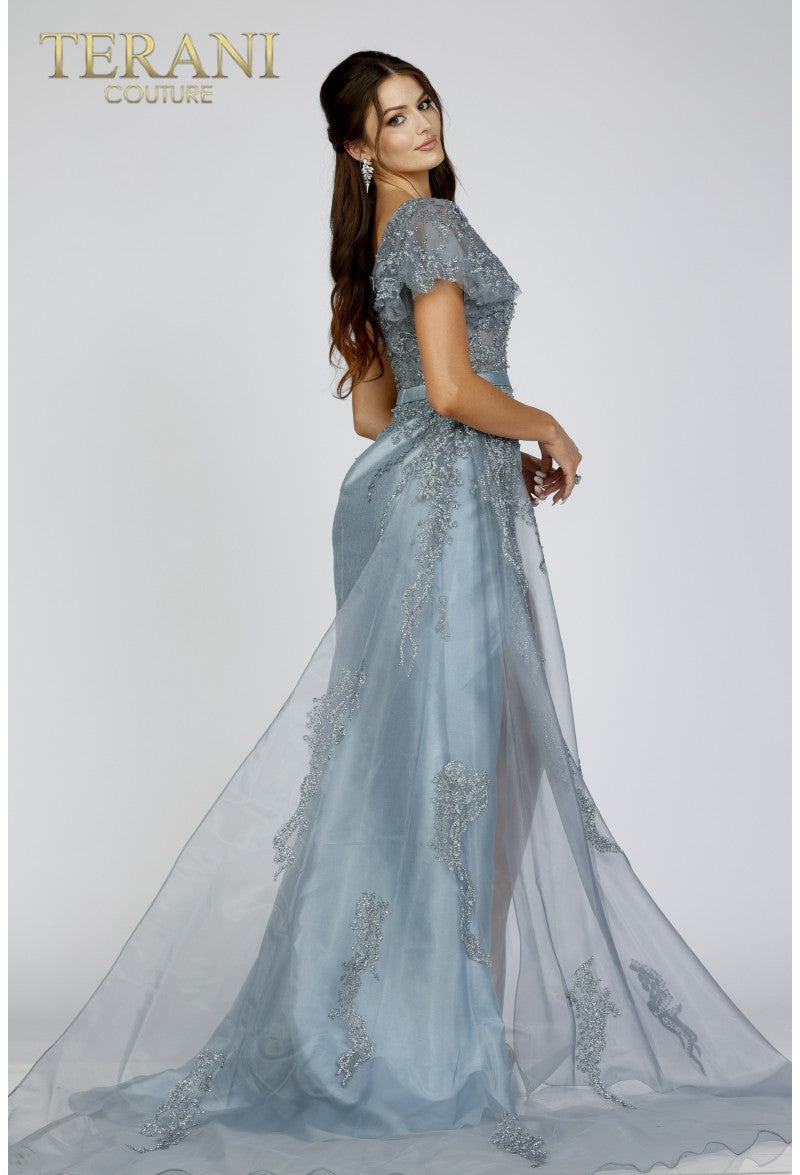 Prom Dresses Long Beaded Prom Formal Fitted Dress Slate