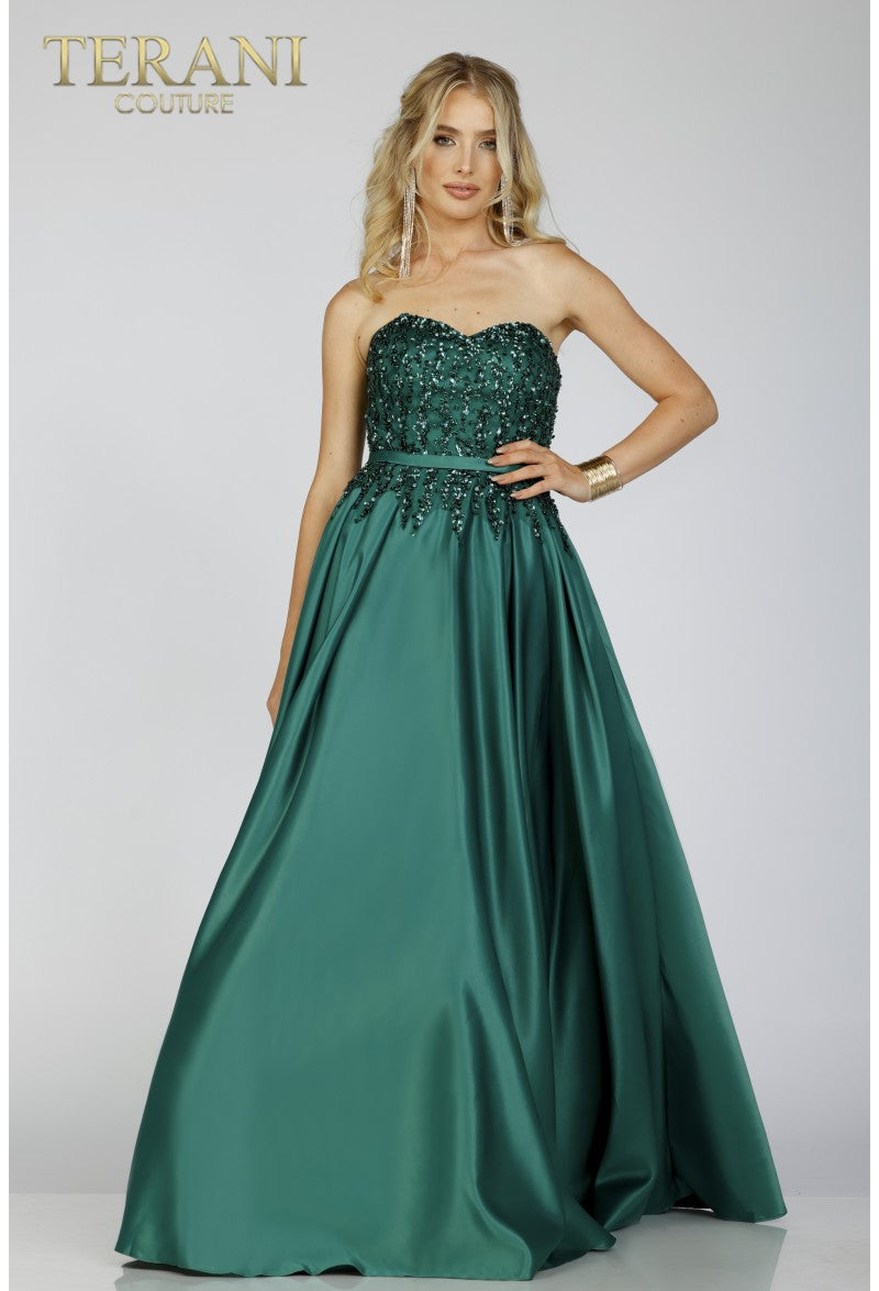 Prom Dresses Long Formal Prom A Line Beaded Dress Emerald