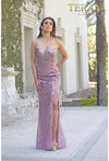 Prom Dresses Long Formal Prom Sequin Feather Dress Blush