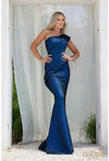 Formal Dresses Long Fitted Formal Prom Pleated Mermaid Dress Navy