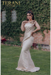 Formal Dresses Long Fitted Formal Prom Pleated Mermaid Dress Light Gold