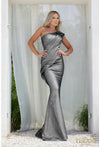 Formal Dresses Long Fitted Formal Prom Pleated Mermaid Dress Dark Silver