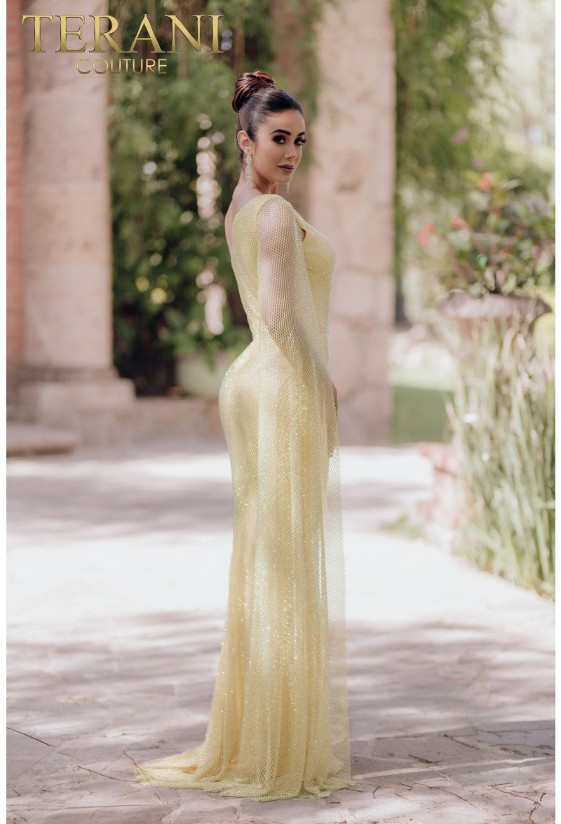 Formal Dresses Long Cape Formal Prom Dress Yellow