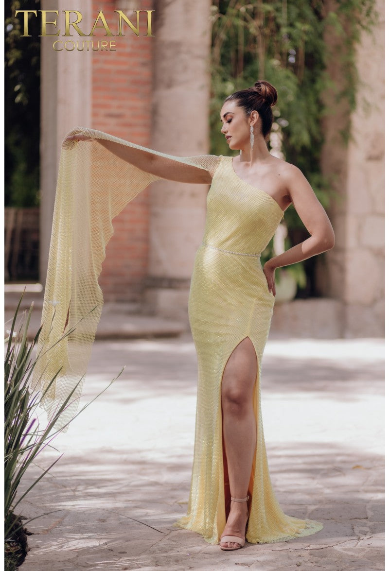 Formal Dresses Long Cape Formal Prom Dress Yellow