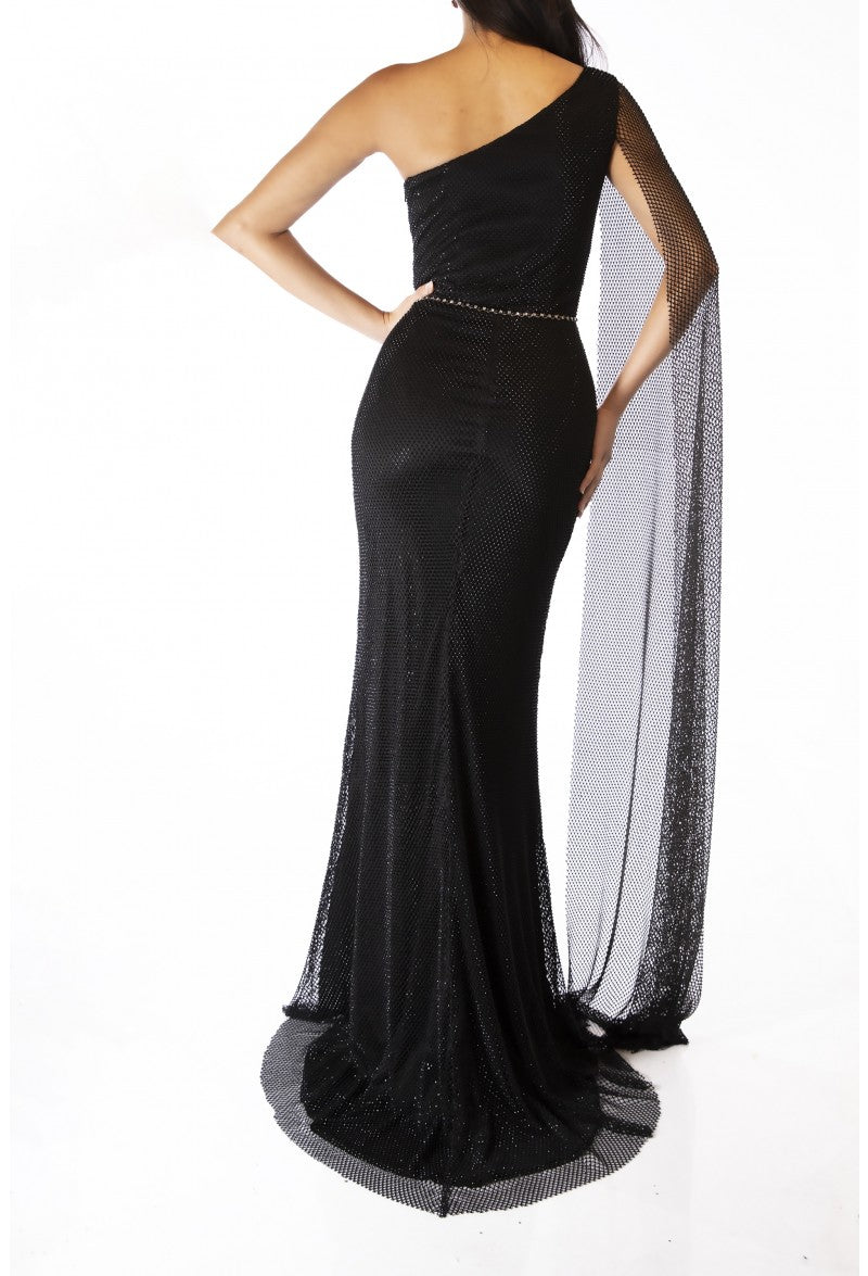 Formal Dresses Long Cape Formal Prom Dress Black