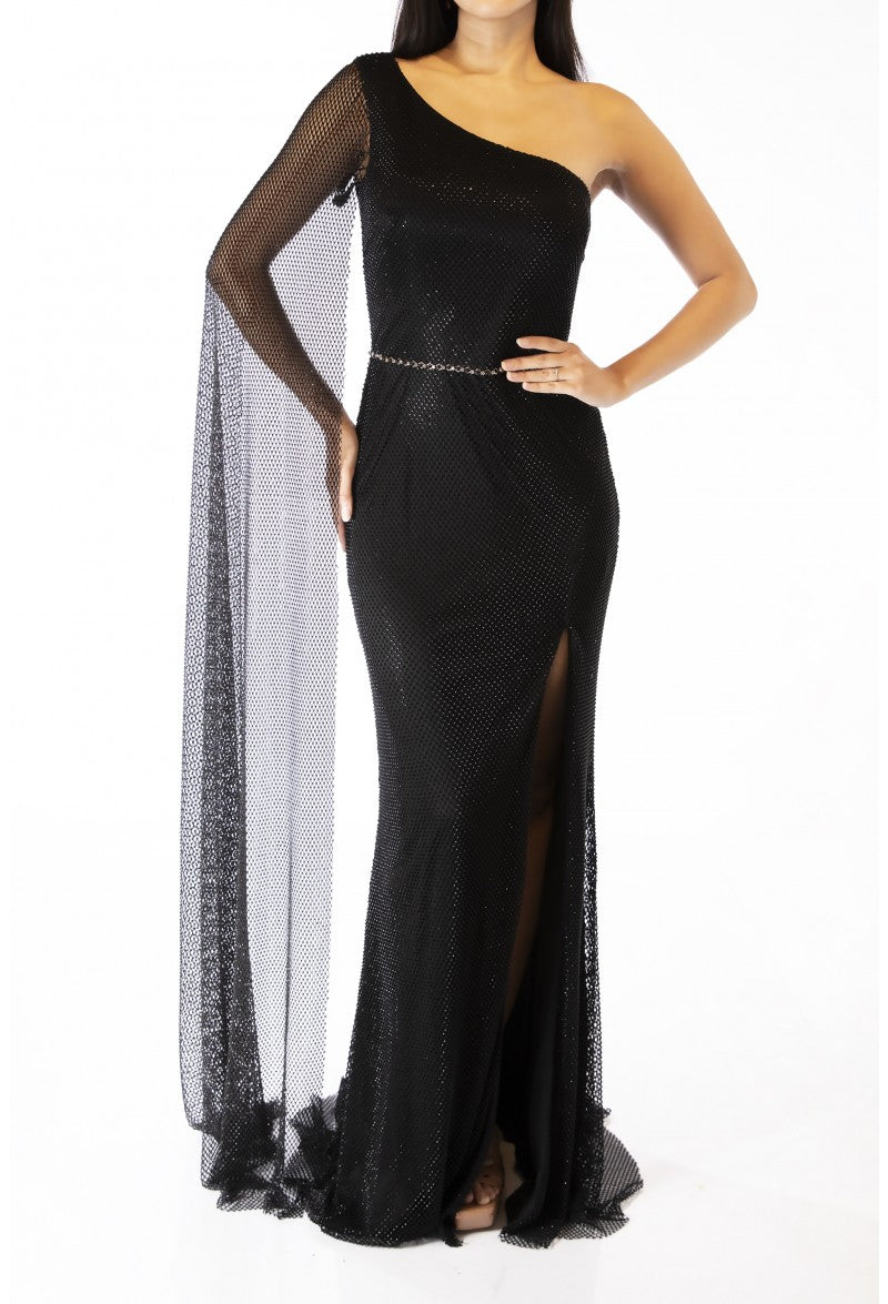 Formal Dresses Long Cape Formal Prom Dress Black