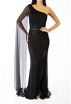 Formal Dresses Long Cape Formal Prom Dress Black