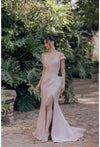 Prom Dresses Long Mermaid Formal Prom Pleated Dress Light Rose