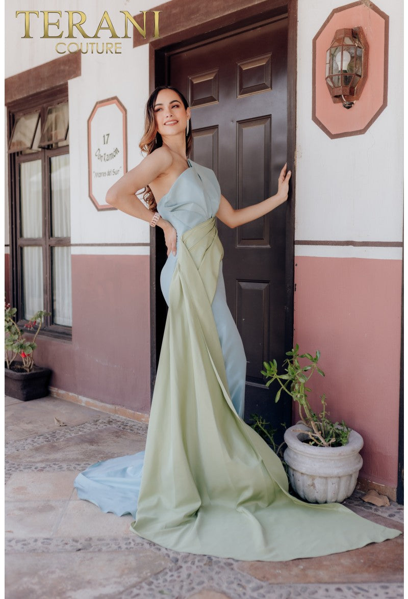 Formal Dresses Long Formal Prom Two Tone Dress Mist Sage