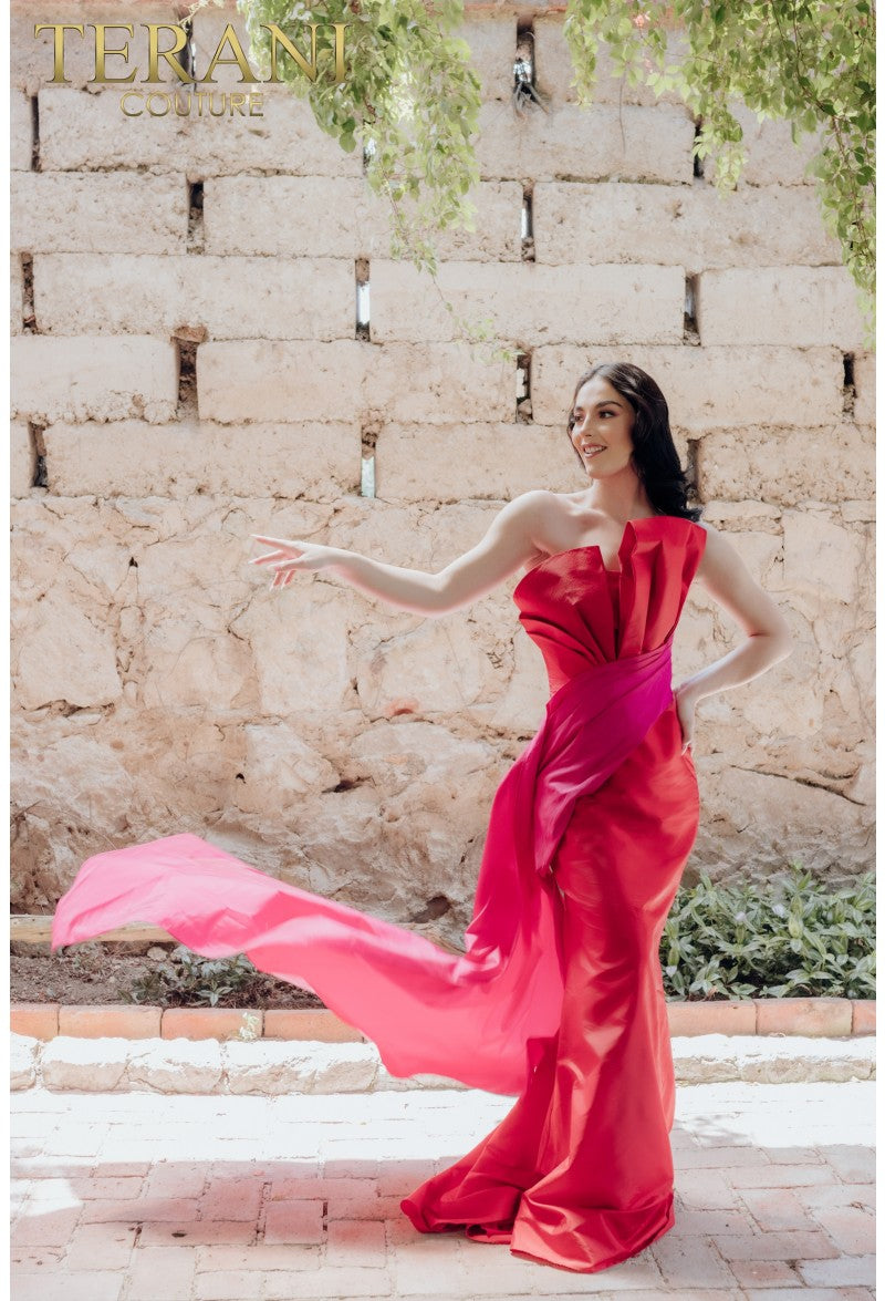 Formal Dresses Long Formal Prom Two Tone Dress Red Fuchsia