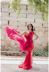 Formal Dresses Long Formal Prom Two Tone Dress Red Fuchsia