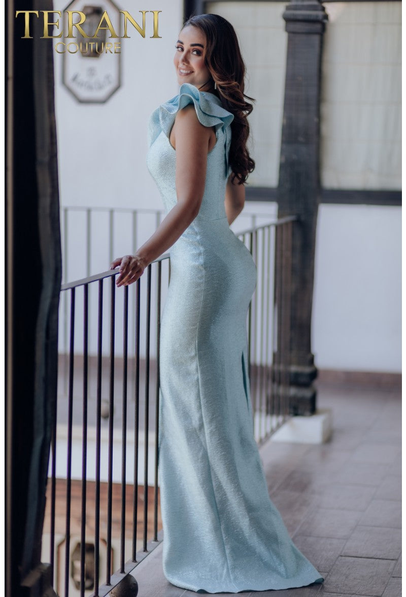 Formal Dresses Long Ruffle Formal Prom Dress Ice Blue