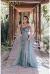 Formal Dresses Long Beaded Formal Prom Overskirt Dress Sage