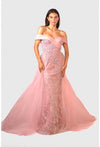 Formal Dresses Long Beaded Formal Prom Overskirt Dress Mauve