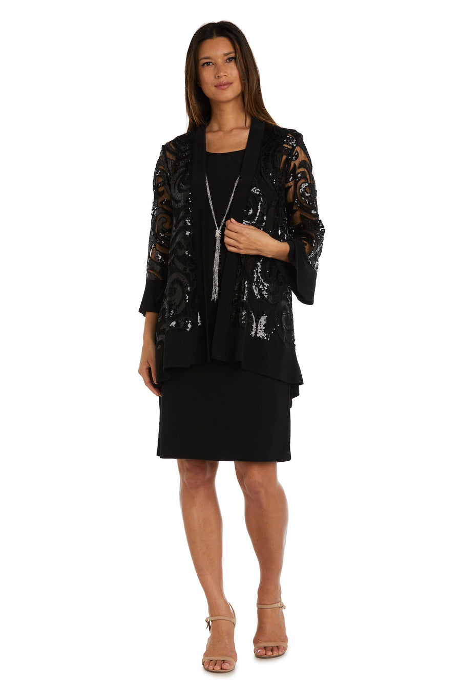 Mother of the Bride Dresses Short Sequin Mother of the Bride Petite Jacket Dress Black