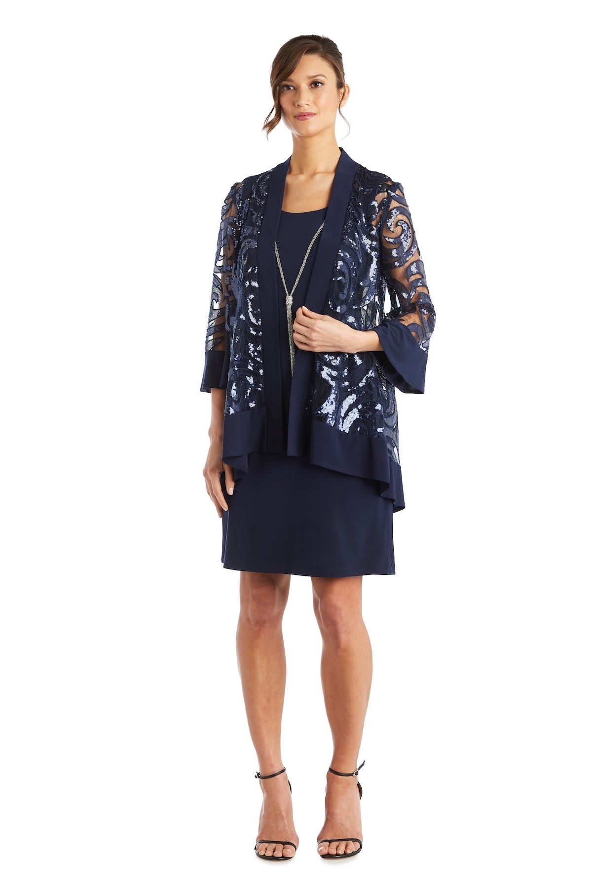 Mother of the Bride Dresses Short Sequin Mother of the Bride Petite Jacket Dress Navy