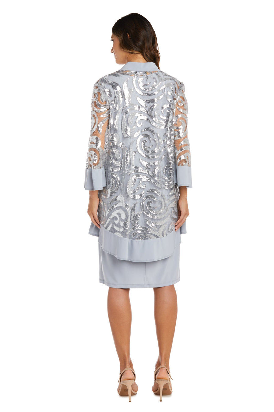 Mother of the Bride Dresses Short Sequin Mother of the Bride Petite Jacket Dress Silver