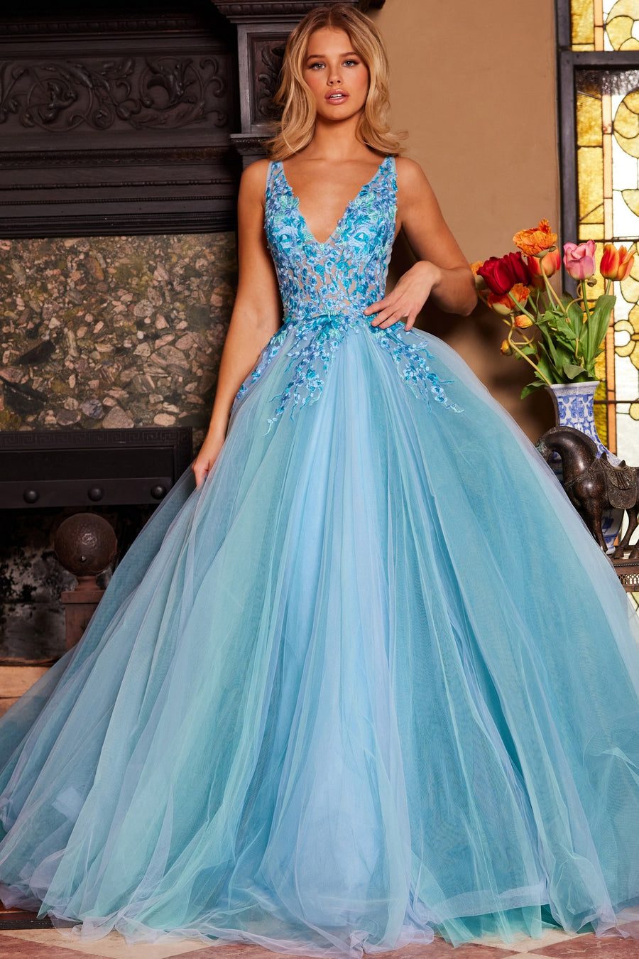 Prom Dresses Ballgown Long Formal Prom Dress Blue/Multi