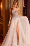 Prom Dresses Long Fitted Prom Dress Nude/Silver