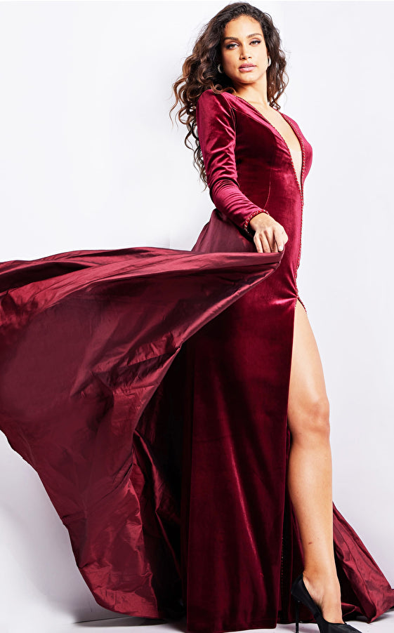 Formal Dresses Long Sleeve Formal Evening Prom Dress Burgundy