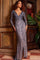 Formal Dresses Sequin Long Sleeve Formal Dress  Slate