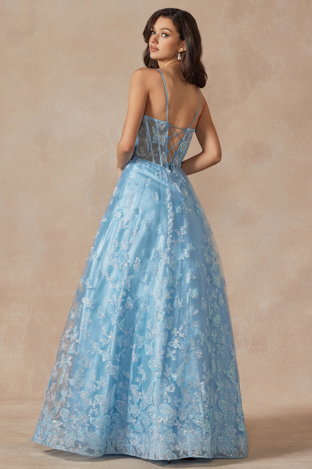 Prom Dresses Glitter Long Formal Prom Dress Ice Blue