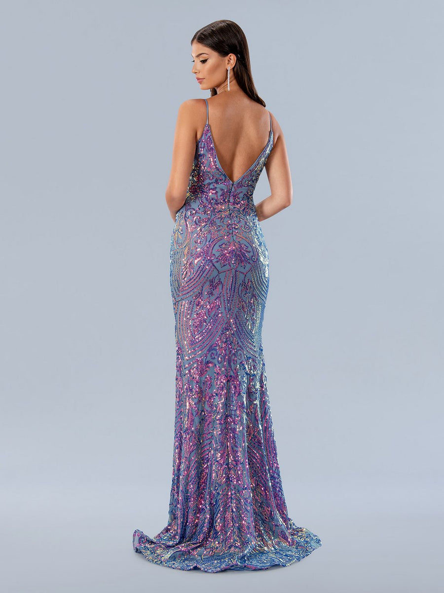 Prom Dresses Fitted Prom Long Sequin Formal Dress Purple