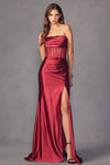 Prom Dresses Corset Long Fitted Formal Prom Dress Wine