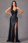 Prom Dresses Long Fitted Stone Side Formal Prom Dress Black