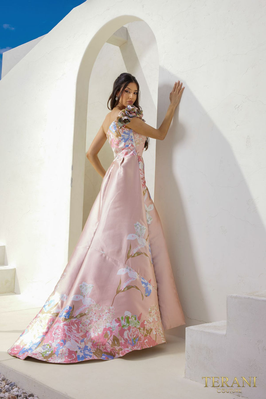 Formal Dresses Asymmetrical Long Formal Evening Dress Silver Rose