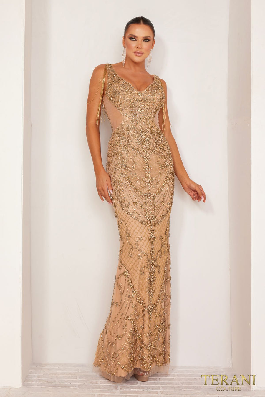 Formal Dresses Beaded Formal Long Evening Dress Champagne