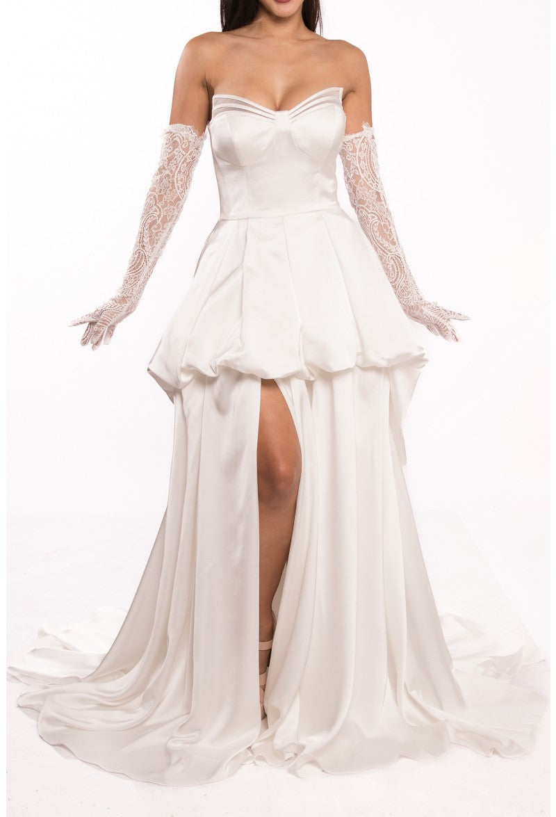 Prom Dresses Embroidered Long Prom Ballgown White