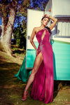 Prom Dresses One Shoulder Bodycon Prom Long Dress Fuchsia