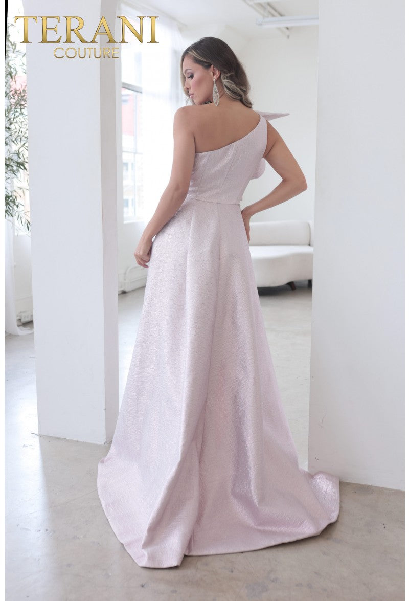 Formal Dresses Long Formal Ruffle Accent Evening Gown Rose Gold