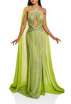 Formal Dresses Beaded Formal Evening Long Dress Avocado Gold