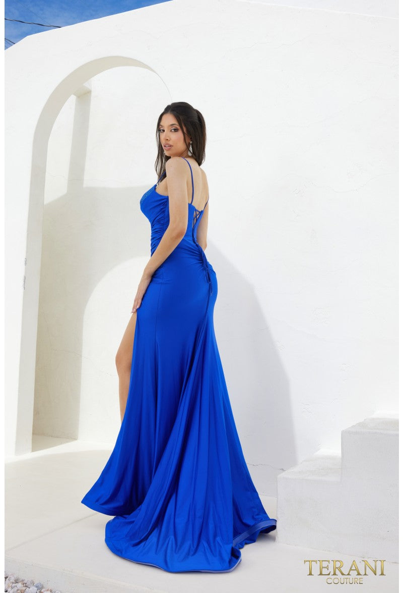 Prom Dresses Fitted Long Formal Prom Slit Dress Royal