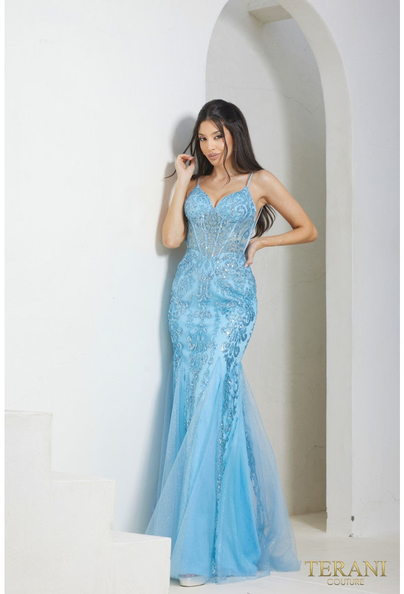 Prom Dresses Beaded Long Formal Prom Dress Blue