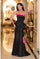 Formal Dresses Side Ruffle Long Formal Gown Black Fuchsia