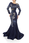 Formal Dresses  Long Formal Long Sleeve Mermaid Dress Navy