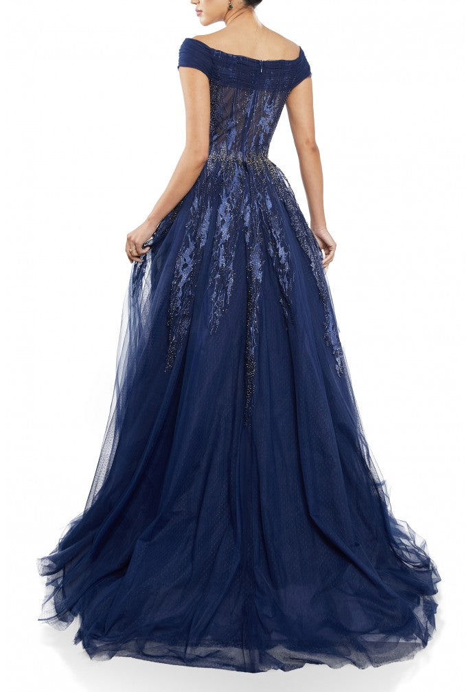 Prom Dresses Glitter A Line Long Formal Prom Dress Navy