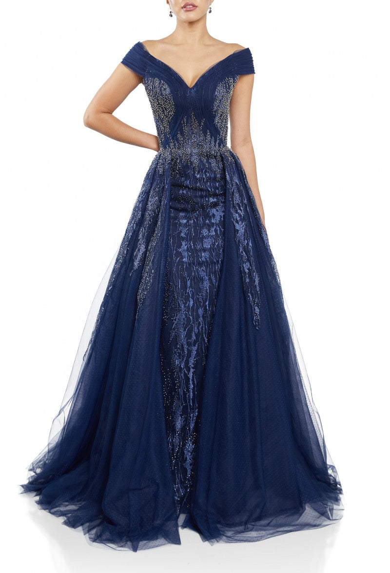 Prom Dresses Glitter A Line Long Formal Prom Dress Navy