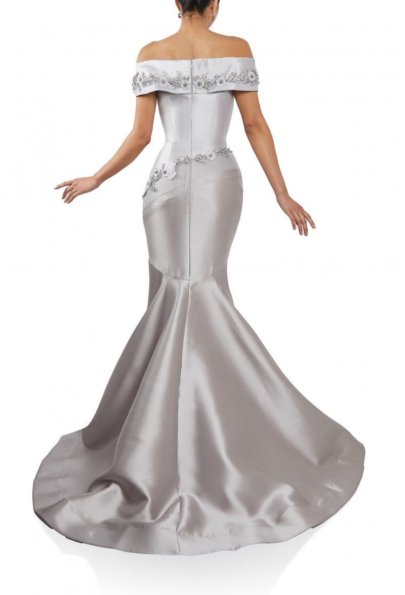 Formal Dresses Long Formal Mermaid Fit Dress Silver Taupe