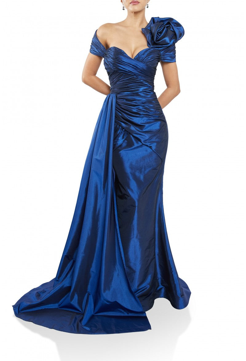 Formal Dresses Long Trail Formal Metallic Gown Sapphire