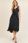 Cocktail Dresses Sleeveless Ruffle Midi Dress Black