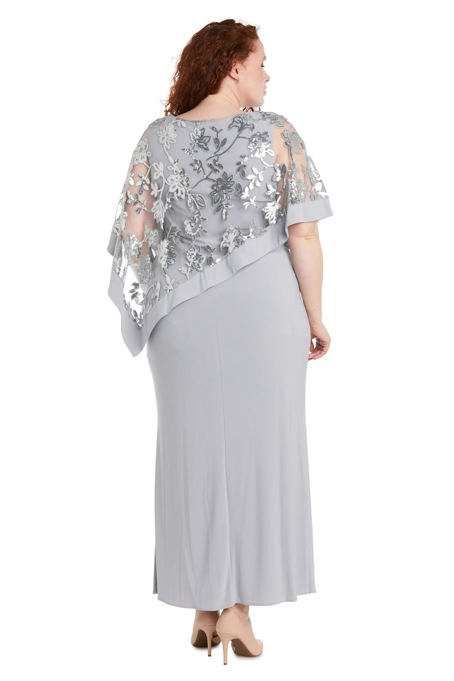 Plus Size Dresses Plus Size Long Formal Poncho Dress Silver